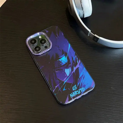 Bandai Metal Coated Laser Naruto Cases for iPhone 11 12 13 14 15 Pro Max 14 Pro Kakashi Itachi Sauske Phone case