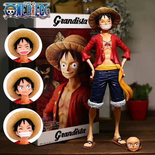 One Piece Anime Confident Smiley Luffy Three Form Face Changing Action Figure