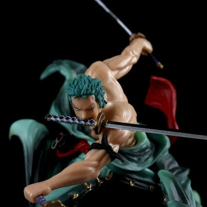 One Piece Anime Roronoa Zoro Three Knives Standing Action Figure Collection