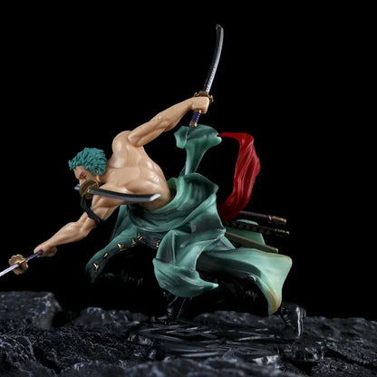 One Piece Anime Roronoa Zoro Three Knives Standing Action Figure Collection